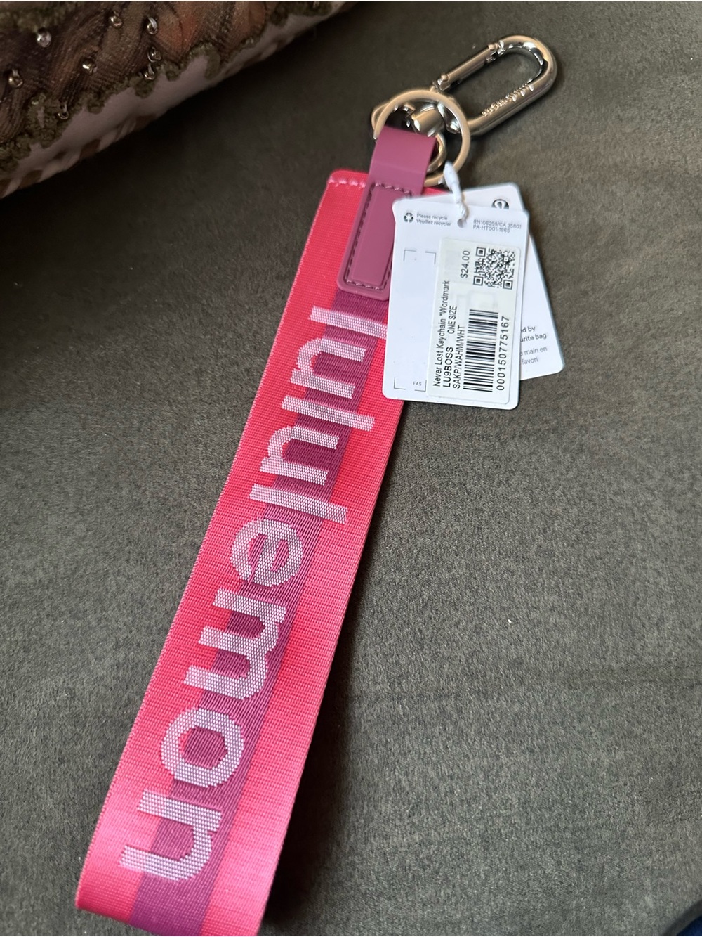 lululemon athletica Pink Webbing Key & Card Holder Strap